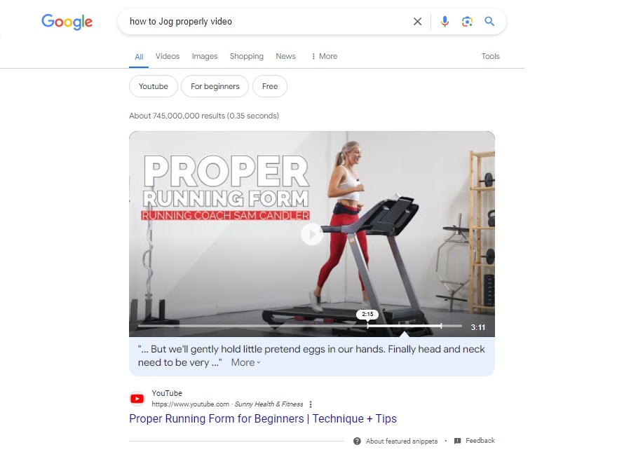 Featured Snippet how to jog properly