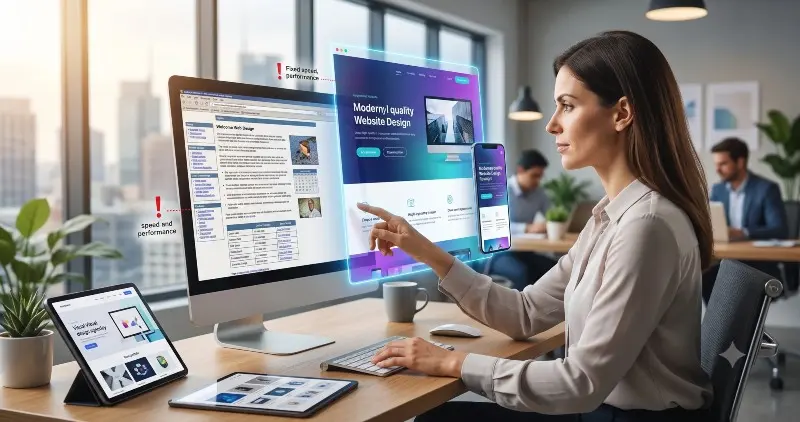 Woman sitting in front of a computer